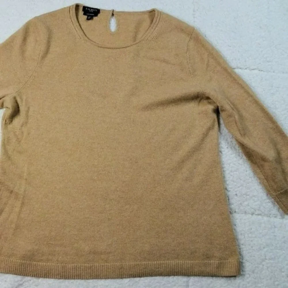 Talbots Tan Pure Cashmere Shirt Petite Size LP